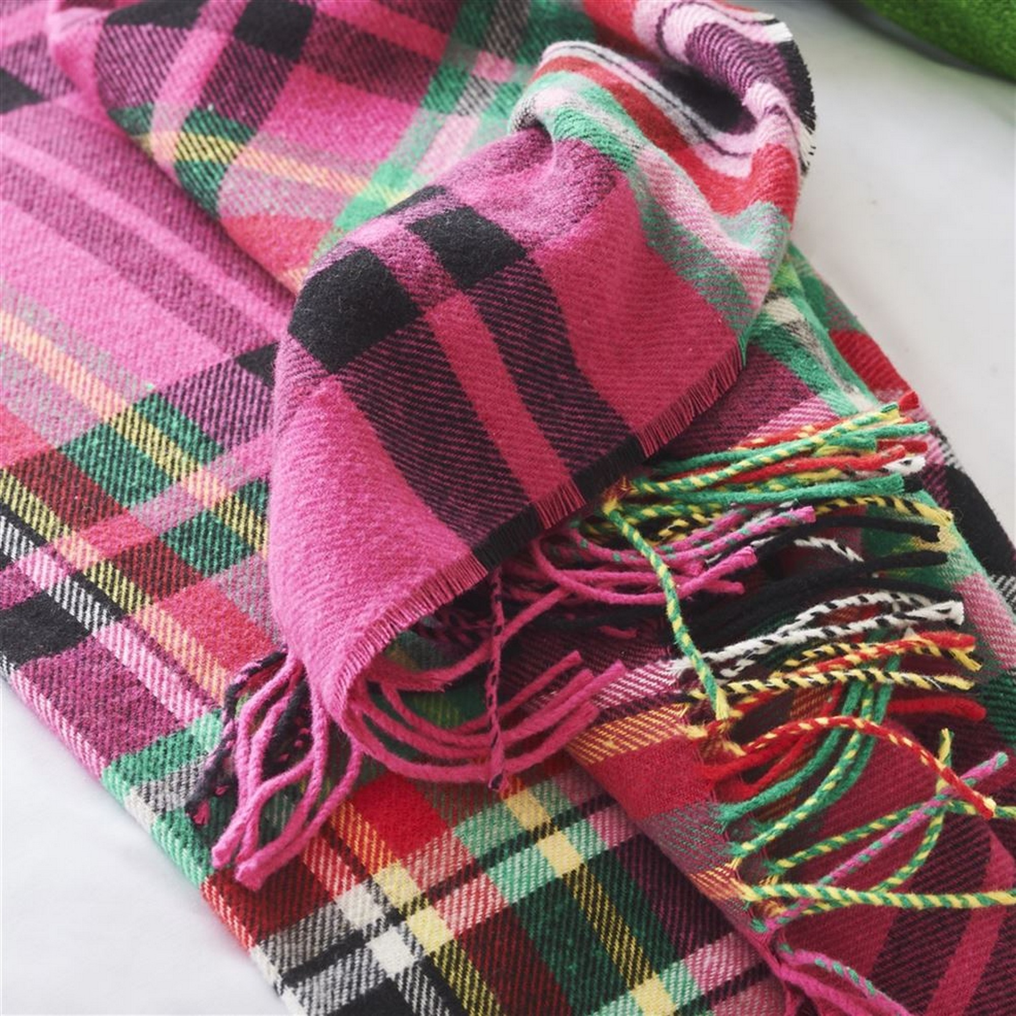 Chennai Fuchsia Woven Throw In Pink Multi By Designers Guild